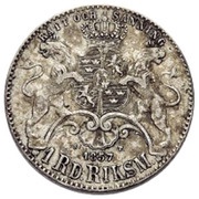 1 Riksdaler Riksmynt - Oscar I long goatee reverse image