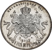 1 Riksdaler Riksmynt - Oscar II, Sweden, 1873 reverse image