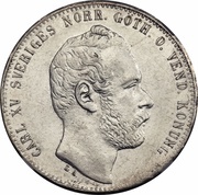 2 Riksdaler Riksmynt - Carl XV Small head, large date obverse image