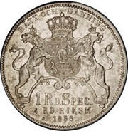 1 Riksdaler Specie / 4 Riksdaler Riksmynt - Oscar I short goatee, Sweden, 1855-1856 reverse image