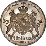 4 Riksdaler Riksmynt - Carl XV, Sweden, 1861-1870 reverse image