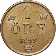 1 Öre - Oscar II extra large letters reverse image
