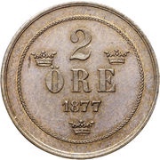 2 Öre - Oscar II small letters reverse image
