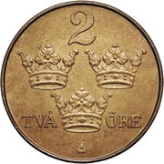 2 Öre - Gustaf V, Sweden, 1909-1950 reverse image