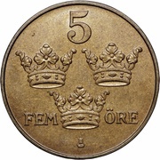 5 Öre - Gustaf V, Sweden, 1909-1950 reverse image