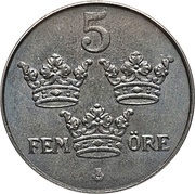 5 Öre - Gustaf V reverse image