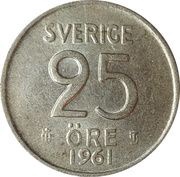 25 Öre - Gustaf VI Adolf, Sweden, 1952-1961 reverse image