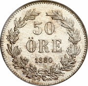 50 Öre - Oscar II, Sweden, 1875-1899 reverse image