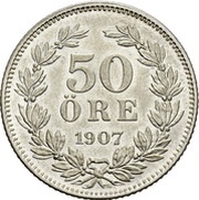 50 Öre - Oscar II, Sweden, 1906-1907 reverse image