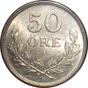 50 Öre - Gustaf V, Sweden, 1911-1939 reverse image