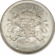1 Krona - Oscar II, Sweden, 1906-1907 reverse image