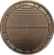 1 Krona - Carl XVI Gustaf Separation from Finland, Sweden, 2009 reverse image