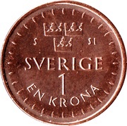 1 Krona - Carl XVI Gustaf, Sweden, 2016 reverse image