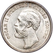 2 Kronor - Oscar II "O" in title obverse image