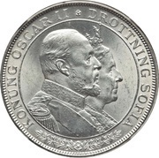2 Kronor - Oscar II Golden Wedding obverse image