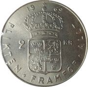 2 Kronor - Gustaf VI Adolf, Sweden, 1968-1971 reverse image