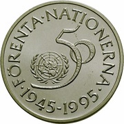 5 Kronor - Carl XVI Gustaf United Nations, Sweden, 1995 reverse image