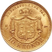 10 Kronor - Oscar II reverse image