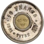 10 Francs - Oscar II Pattern strike obverse image