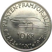 10 Kronor - Gustaf VI Adolf Birthday, Sweden, 1972 reverse image