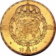 20 Kronor - Gustaf V, Sweden, 1925 reverse image