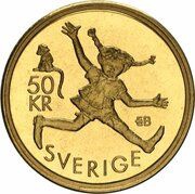 50 Kronor - Carl XVI Gustaf Astrid Lindgren reverse image