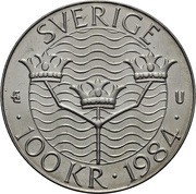 100 Kronor - Carl XVI Gustaf Stockholm Conference, Sweden, 1984 reverse image