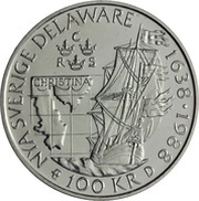 100 Kronor - Carl XVI Gustaf New Sweden Colony, Sweden, 1988 reverse image