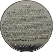 200 Kronor - Carl XVI Gustaf Royal Succession Law reverse image