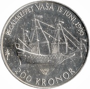 200 Kronor - Carl XVI Gustaf Regalskeppet Vasa, Sweden, 1990 reverse image