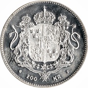 200 Kronor - Carl XVI Gustaf Birthday, Sweden, 1996 reverse image