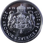 200 Kronor - Carl XVI Gustaf New Millennium, Sweden, 1999 reverse image