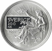 200 Kronor - Carl XVI Gustaf Nobel Prize reverse image