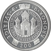 200 Kronor - Carl XVI Gustaf Stockholm Anniversary, Sweden, 2002 reverse image