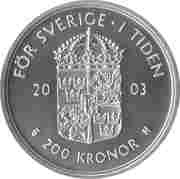 200 Kronor - Carl XVI Gustaf 30 years of Reign, Sweden, 2003 reverse image