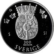 300 Kronor - Carl XVI Gustaf Princess Marriage, Sweden, 2010 reverse image
