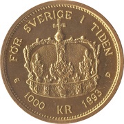 1000 Kronor - Carl XVI Gustaf 20 years of Reign, Sweden, 1993 reverse image