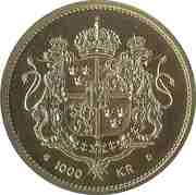 1000 Kronor - Carl XVI Gustaf Queen Silvia, Sweden, 1993 reverse image