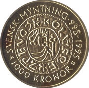 1000 Kronor - Carl XVI Gustaf Swedish Coinage, Sweden, 1995 reverse image