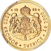 2000 Kronor - Carl XIV Gustaf New Millennium, Sweden, 1999 reverse image