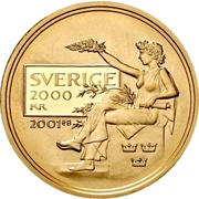 2000 Kronor - Carl XIV Gustaf Nobel Prize, Sweden, 2001 reverse image