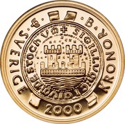 2000 Kronor - Carl XVI Gustaf Stockholm Anniversary, Sweden, 2002 reverse image