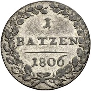 1 Batzen / 10 Rappen pointed shield reverse image