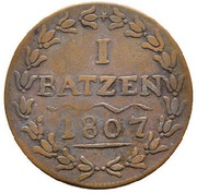 1 Batzen Large Date, Switzerland, 1807 reverse image