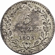 5 Batzen, Switzerland, 1808 reverse image