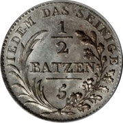 ½ Batzen / 5 Rappen, Switzerland, 1808-1816 reverse image