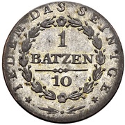 1 Batzen / 10 Rappen, Switzerland, 1808-1816 reverse image