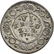 6 Kreuzers, Switzerland, 1738 reverse image
