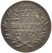 ½ Batzen - Franz Joseph Sigismund von Roggenbach, Switzerland, 1787 reverse image