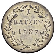 1 Batzen - Franz Joseph Sigismund von Roggenbach, Switzerland, 1787 reverse image
